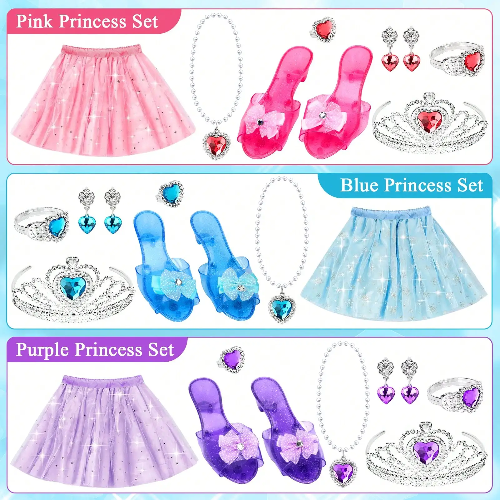 28 PCS Princess Dress‑Up Toys for Girls,Unicorn‑Themed Pretend Play Set with Skirts,Shoes,Crowns & Jewelry,Fun Role‑Play Costume Kit,Ideal Birthday Holiday Gift for Little Girls Ages 3+