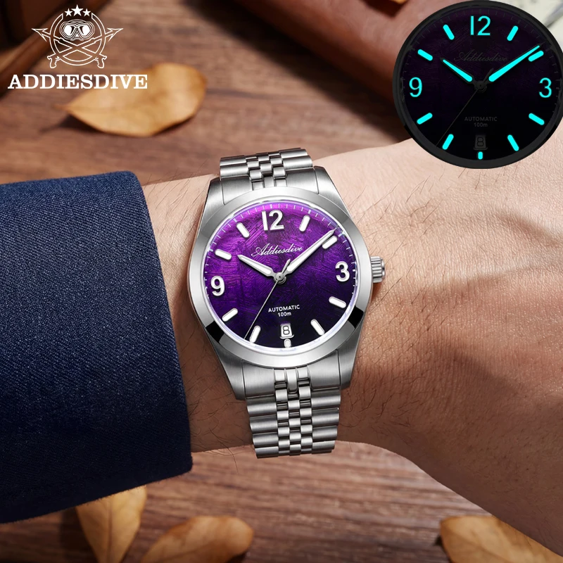 

ADDIESDIVE 39mm Men's New Business Watch AD2547 Sapphire 8215 Automatic Mechanical Wristwatch BGW9 Super Luminous Sports Watches