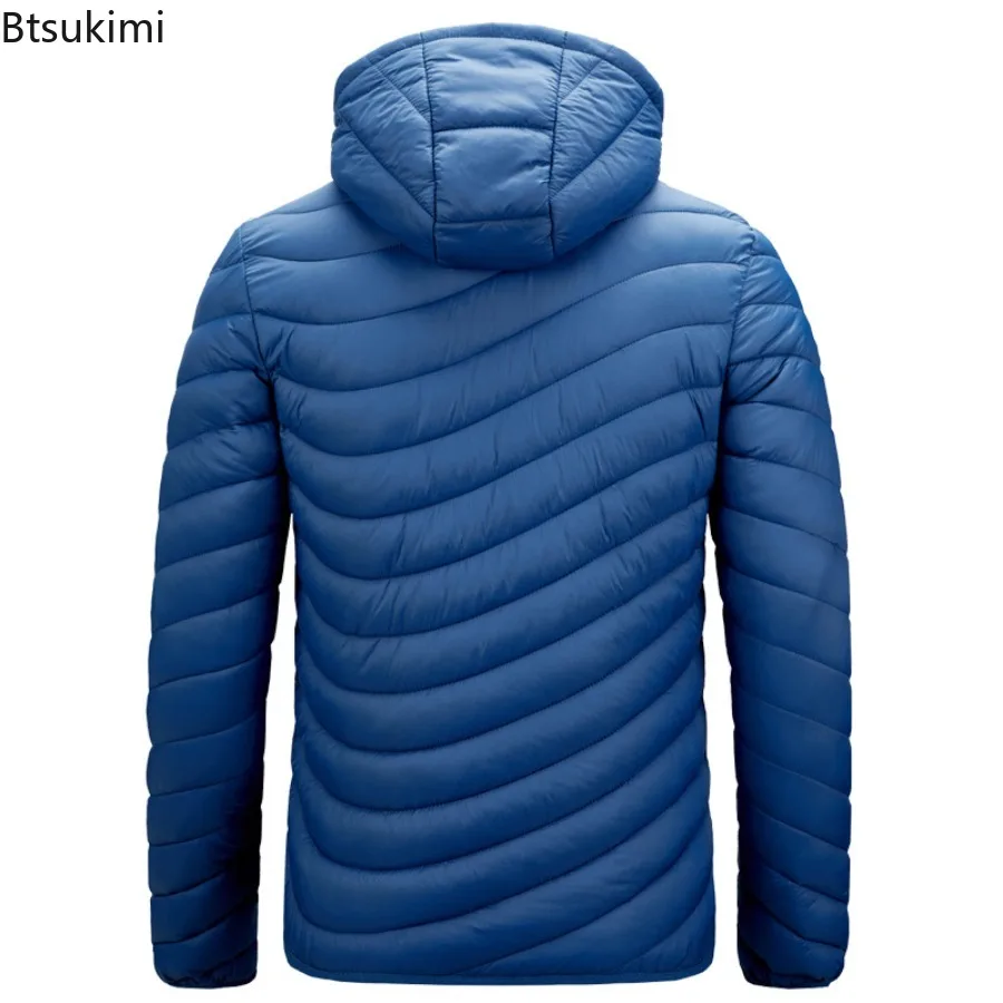 NewMen's Lightweight Windproof Hooded Autumn Winter Jacket Quilted Jackets with Detachable Hood Classic Causal Coats for Male