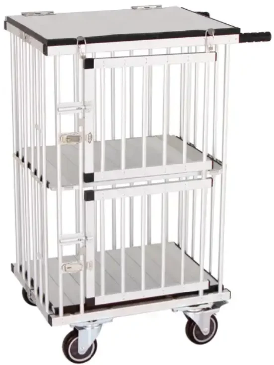 

STLFPetFit Luxury Foldable Portable Aluminum Dog Show Trolley with Two Berth Light-Weight Plastic Tray Multiple Colors Snap