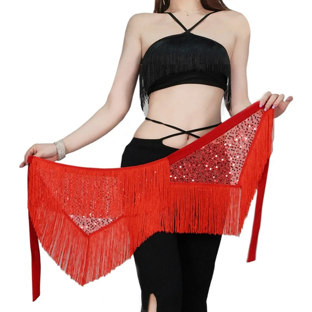 

Модный шарф для танца живота с кисточками и блестками, богемная женская юбка с поясом, юбка для танцовщицы, костюмы для шоу