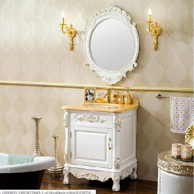 Small Toilet Washbasin Combination Washstand Solid Wood Sanitary Ware Inter-Platform Basin Cabinet Wash Basin