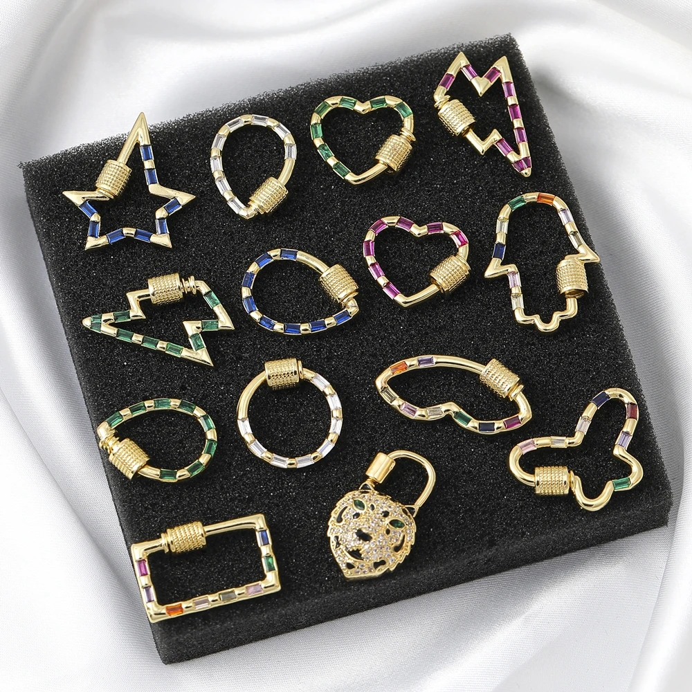 Juya Handmade Butterfly Love Heart Hamsa Decoration Pendant Screw Bolt Carabiner Clasps For DIY Mesh Chains Jewelry Making