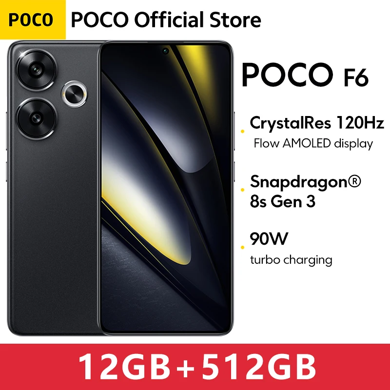 Смартфон POCO F6, Snapdragon 8-ядерный процессор, AMOLED 120 Гц, NFC, 90 Вт зарядка — фото товара