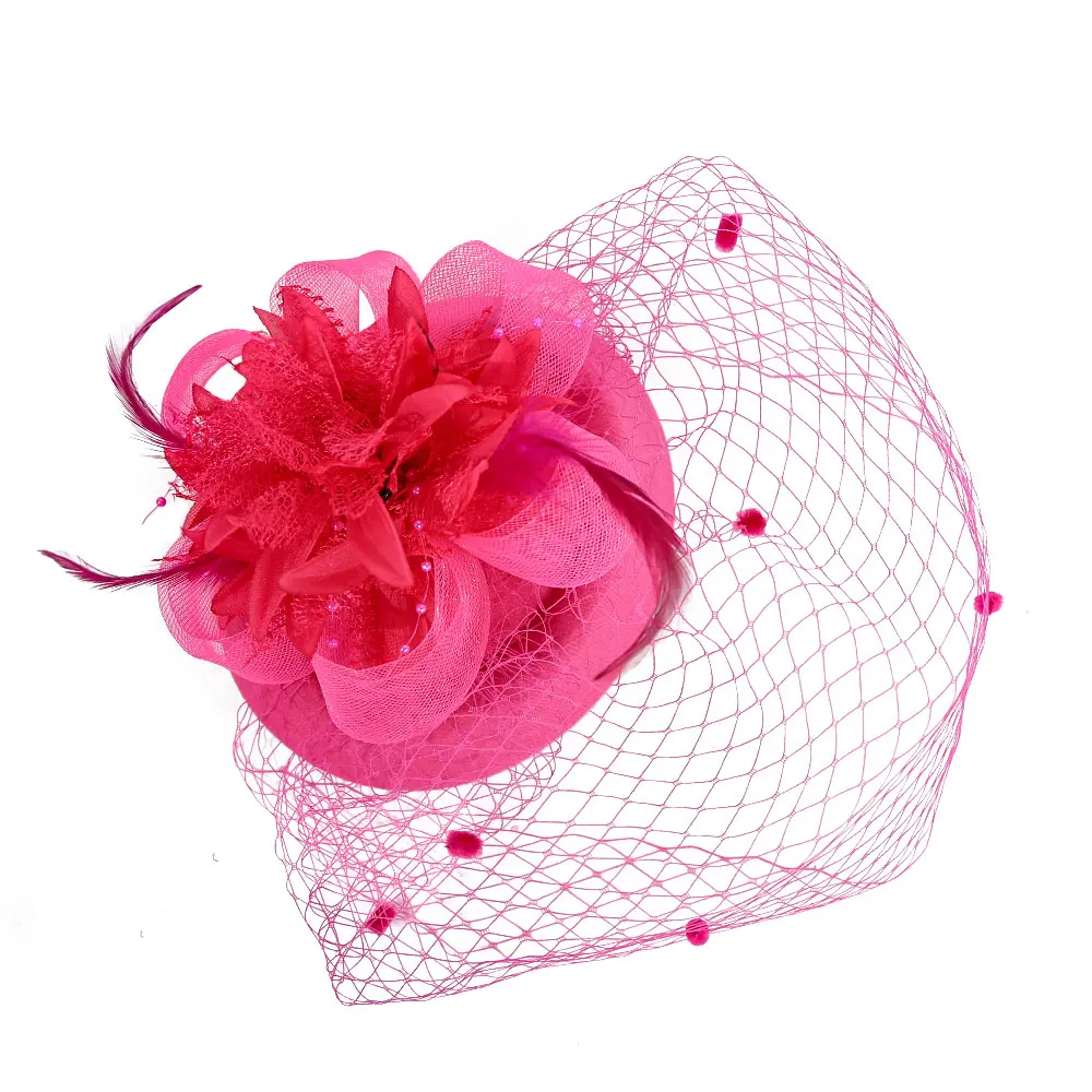 여성용 메쉬 깃털 머리 장식, 복고풍 우아한 신부 웨딩 모자, 할로윈 크리스마스 파티 헤어 액세서리, 신제품, 1 개