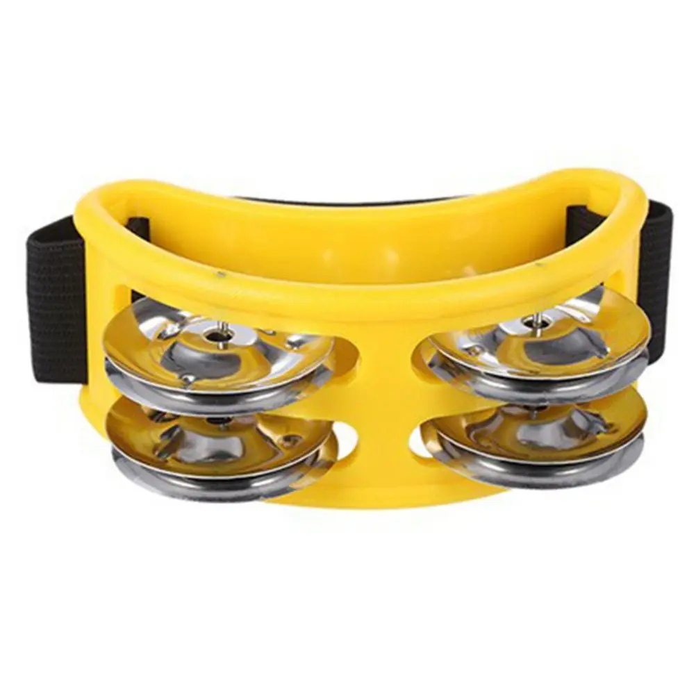 Foot Jingle Bells Musical Instrument Yellow Nickel-Plated Metal Jingles Compact ABS Body Elastic Strap Foot Tambourine