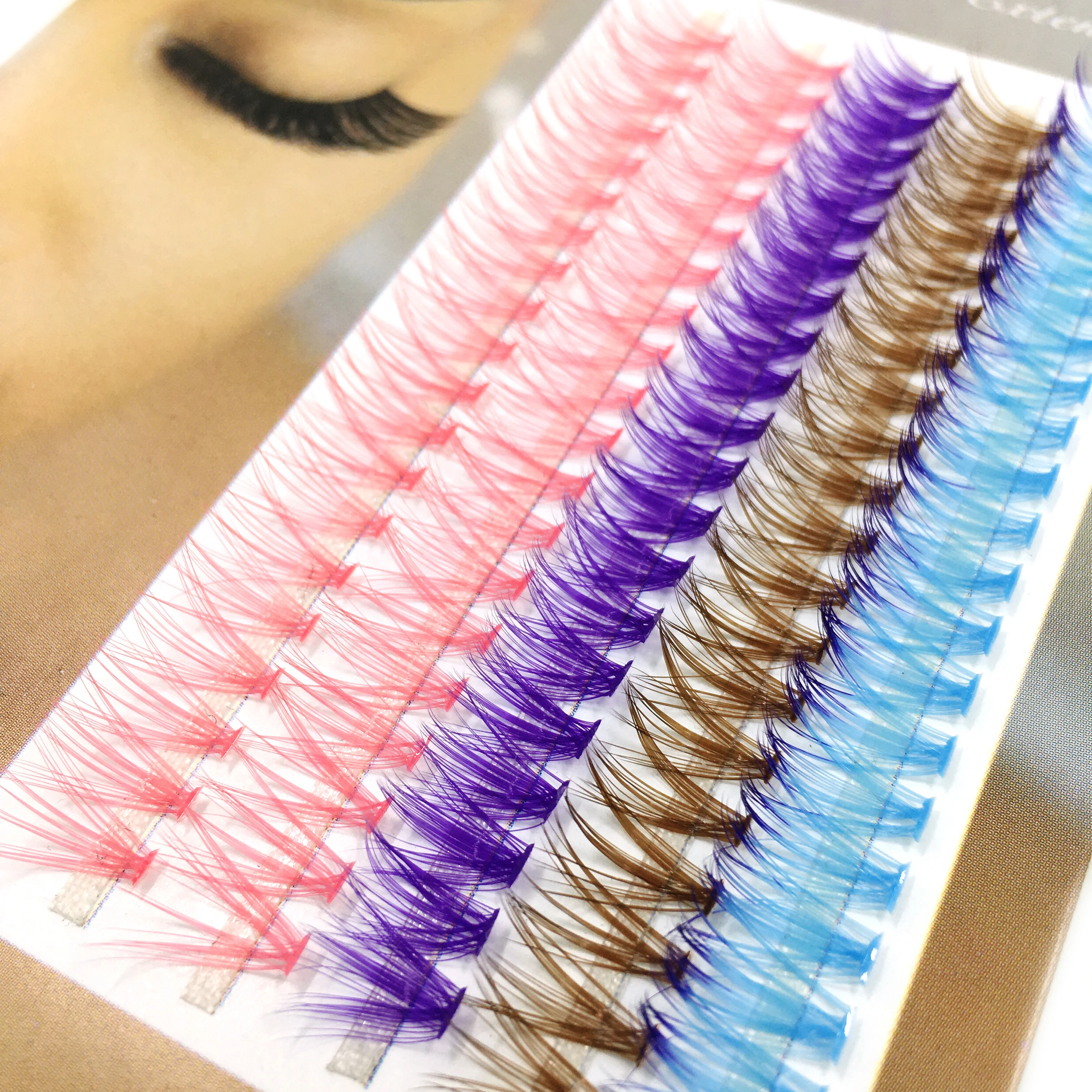 New 100Fans Large capacity Premade Russian Volume Fans 30D-40D colored Eyelashes Short Stem colourful Lashes Extensions Supplies