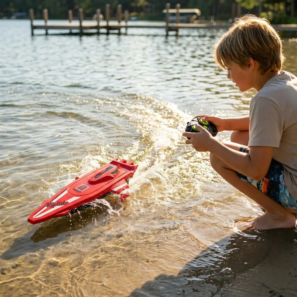 High Speed Remote Control Boat Sailing Boat Waterproof Racer RC Boats 2.4G Electric Wireless Speedboat Toy Pool Toys