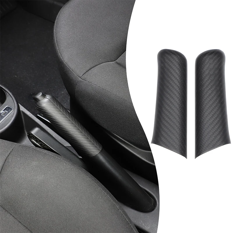 For 2007-2024 Fiat 500 real carbon fiber car handbrake lever decorative cover interior patch car accessories 2pcs