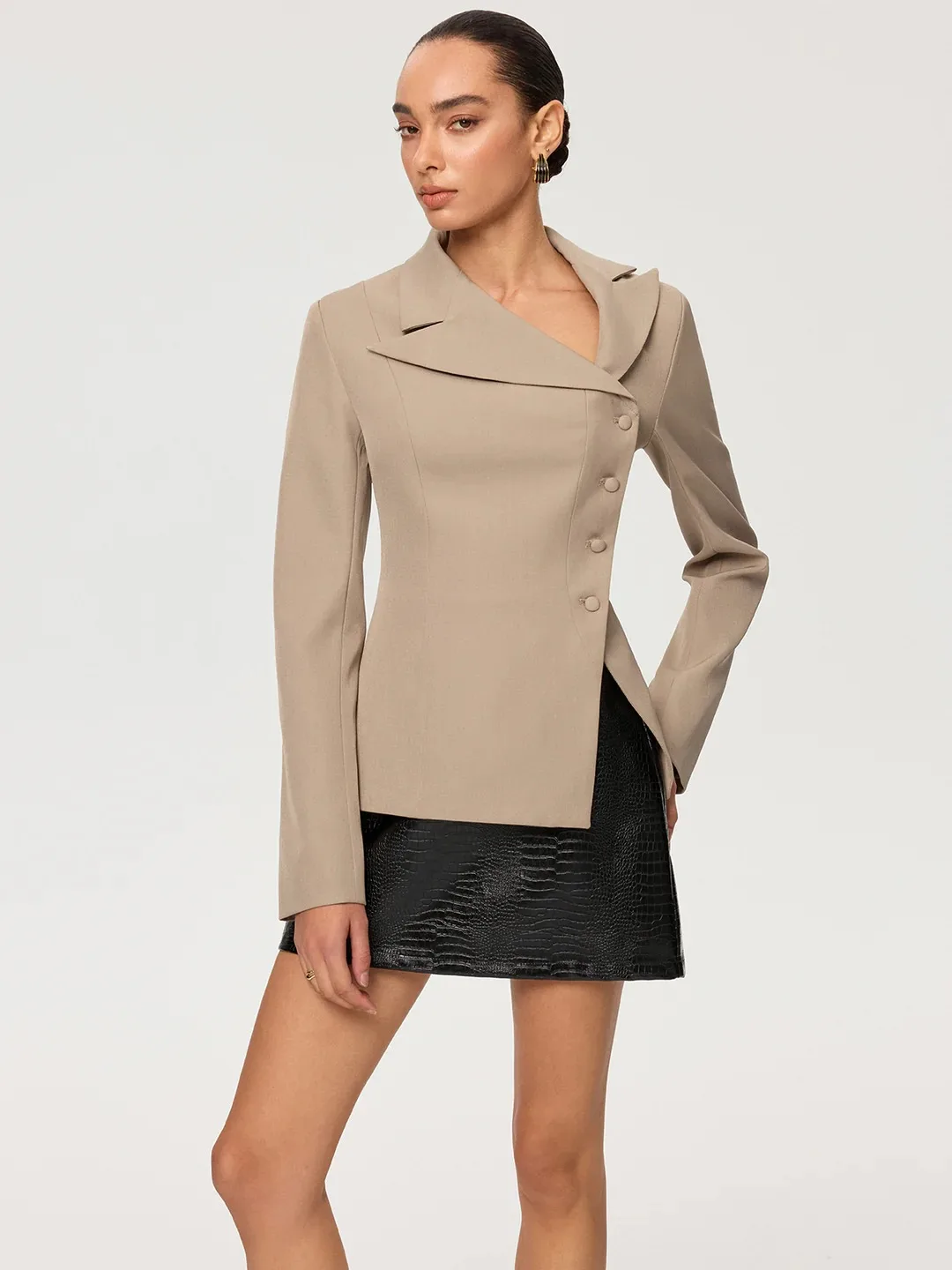 Women's Dresses Suit Gowns Elegant Peaked Lapel Jacket Coat And Skirt For Female Satin 2 Pieces Suit Customized W28
