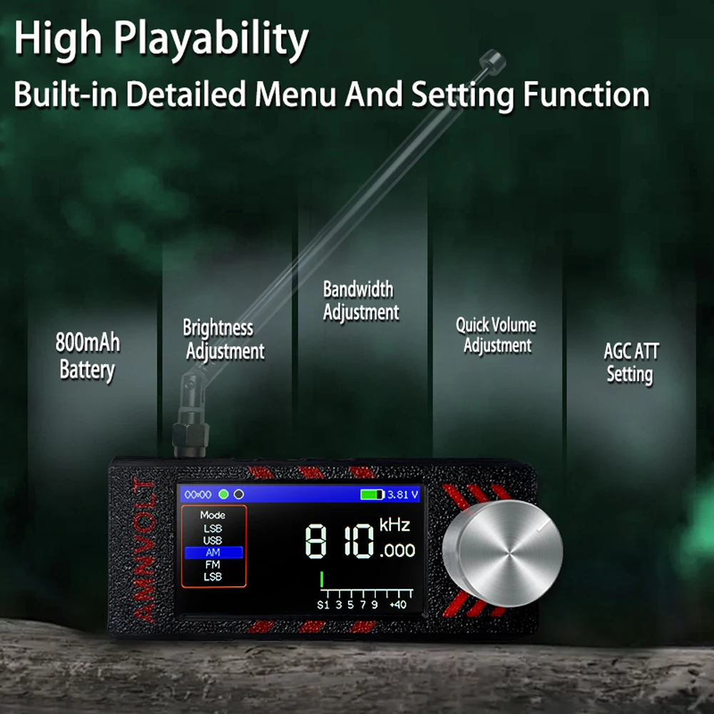 Si4732 0.5-108mhz banda completa lsb usb am rádio fm com antena mini rádio lw/mw/sw/vhf rádio dsp receptor de rádio com antena
