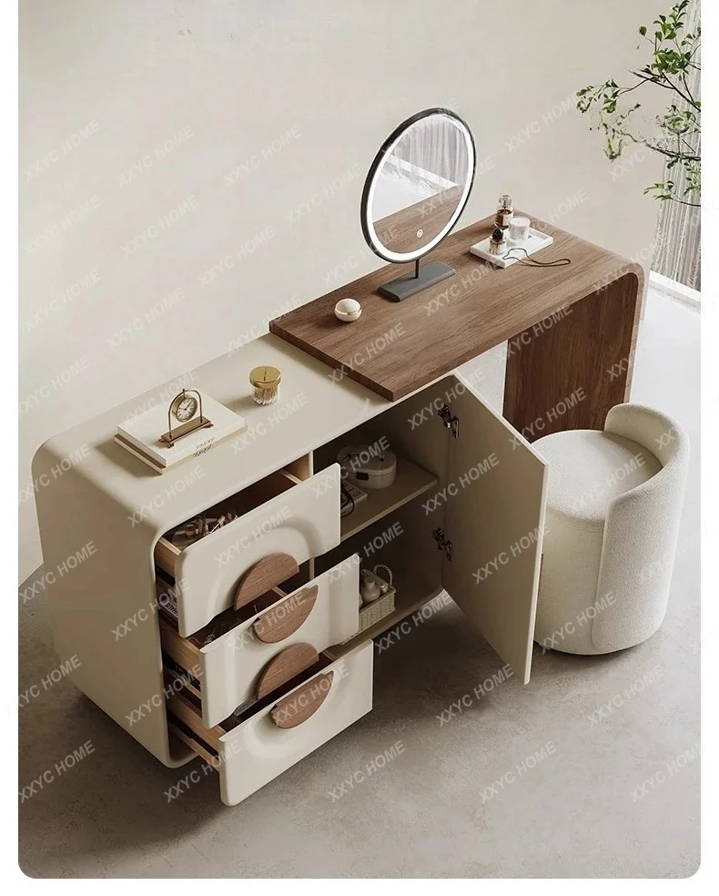 XX Medieval dresser bedroom modern simple cabinet integrated solid wood makeup table small apartment cream wind