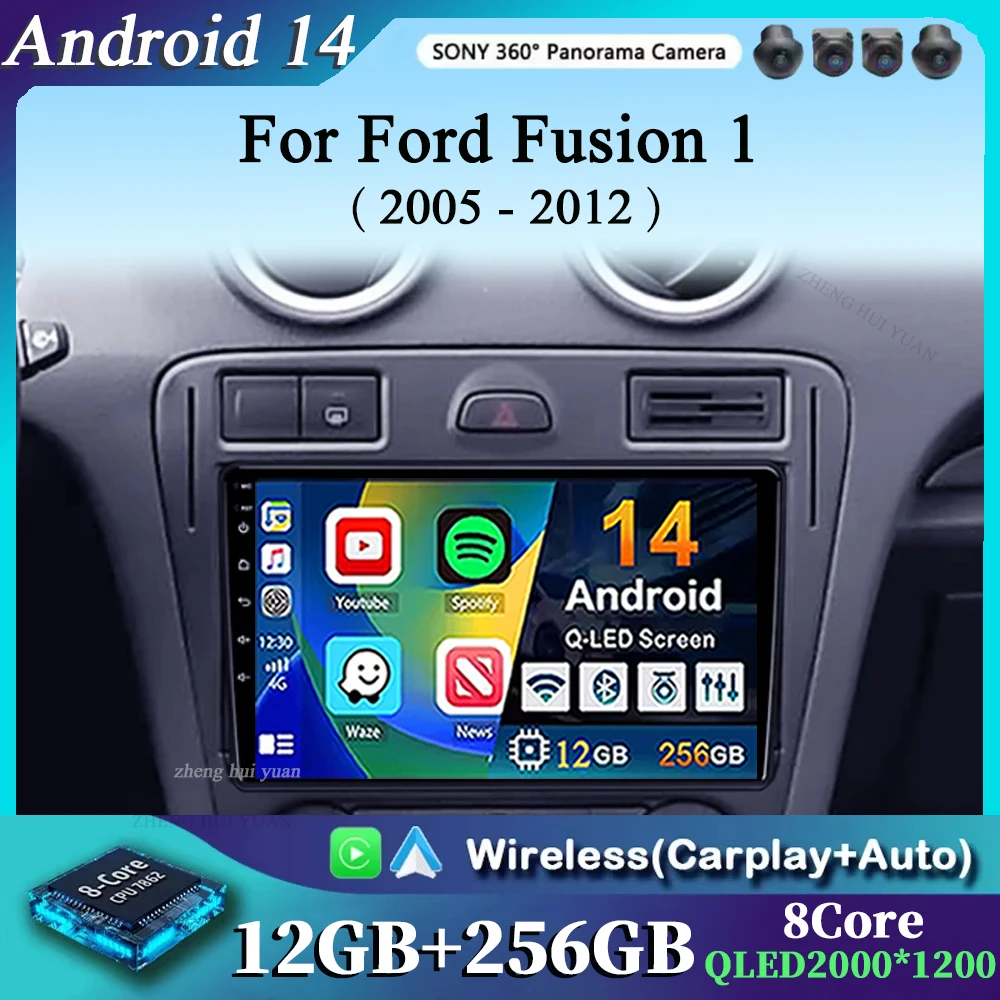 Für Ford Fusion 1 2005-2012 Android 14 RS3 Sportback AUTO Multimedia Carplay Video Player Stereo