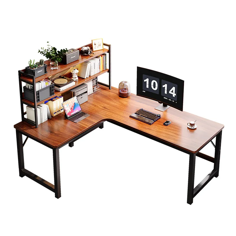 

Угловой письменный стол Компьютерный стол Настольный бытовой двойной стол Книжная полка встроенный стол