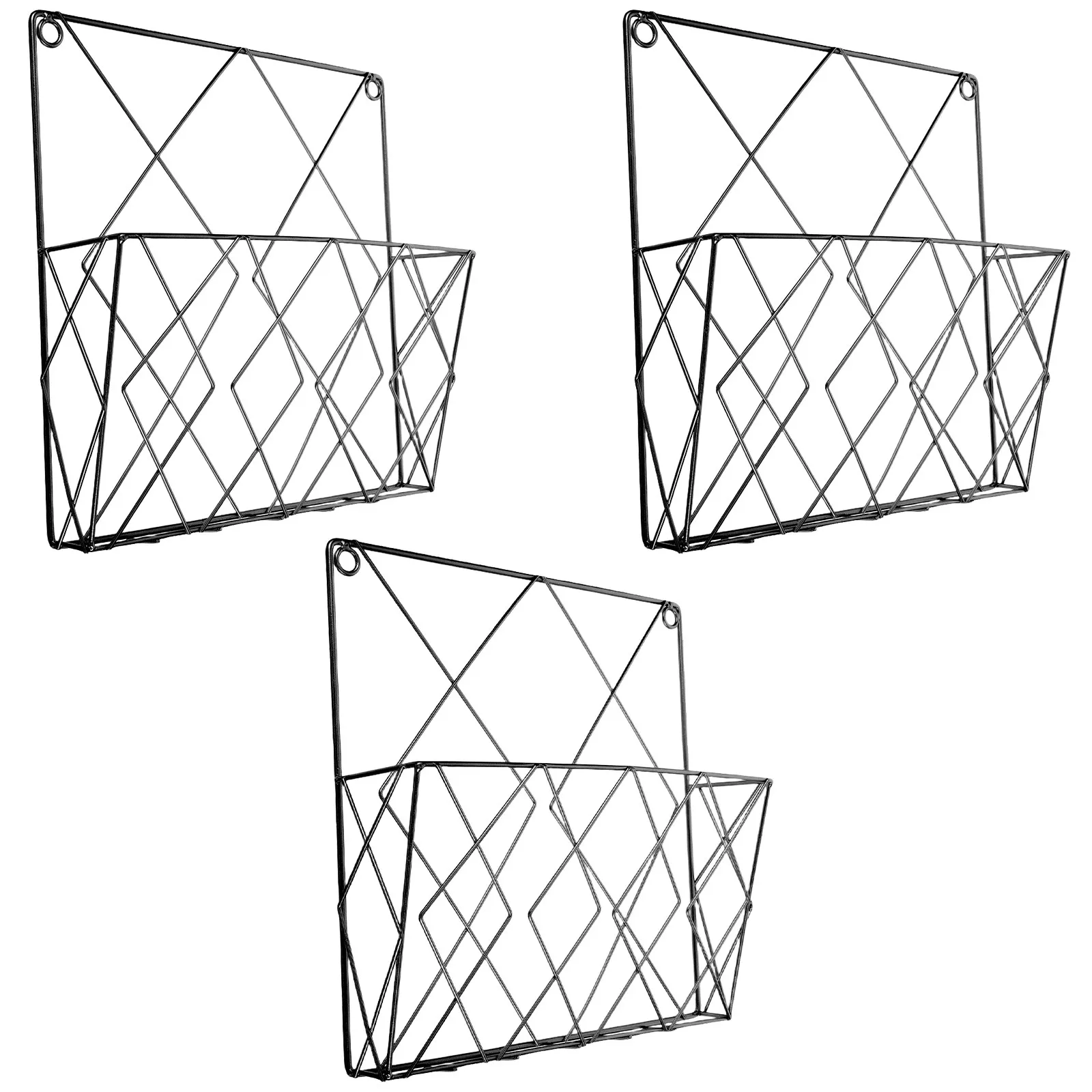 3 Pcs Magazine Rack for Wall Vertical Display Hanger Hanging Mail Organizer Classroom File Mesh Holder Office
