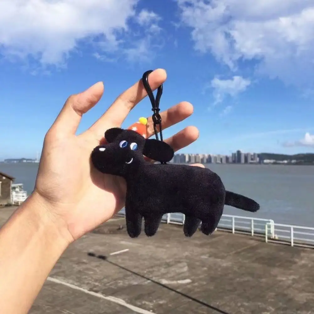 Criativo com cachecol cão preto chaveiro mochila encantos de pelúcia natal filhote de cachorro pingente dos desenhos animados estilo coreano boneca de pelúcia brinquedo presente