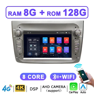 Draadloze Carplay Android 14 Auto Autoradio Stereo Voor Alfa Romeo 147 Bluetooth 2 Din Autoradio Multimedia Speler Scherm 4G Lte
