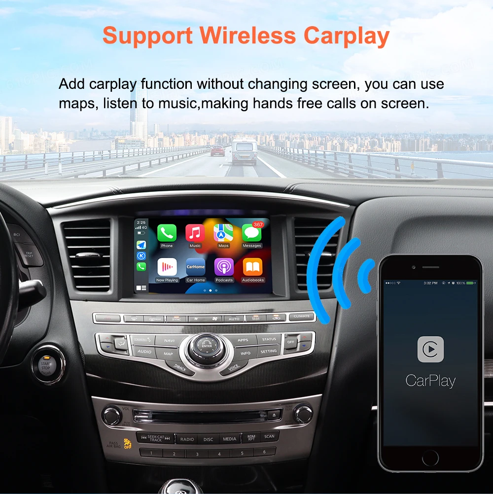 Bonroad Wireless CarPlay-Modul für Infiniti QX60 2019 Nissan Patrol 2018-2019 Android Auto Decoder Box Mirror Link Airplay – Detail 5