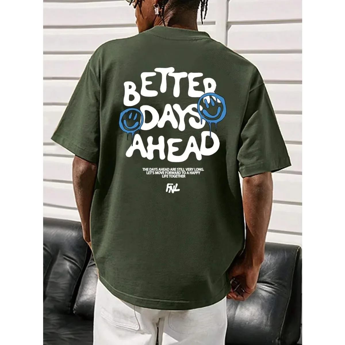 

Bright Future Letter Graphic Men's T-Shirt O-Neck Casual Fashion Cotton Summer Loose Versatile