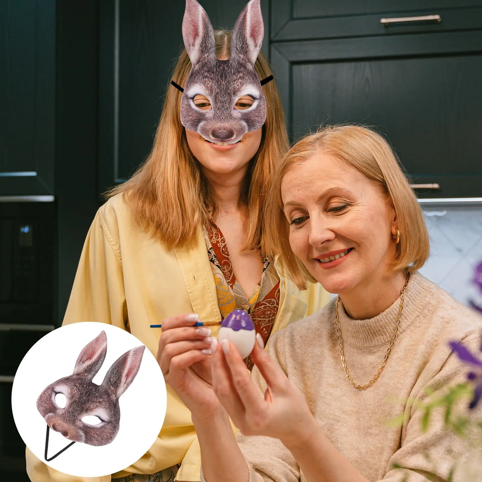 Bunny Mask The Animal Half Face Ear Halloween Facial Masquerade Funny Rabbit Party Child Wolf