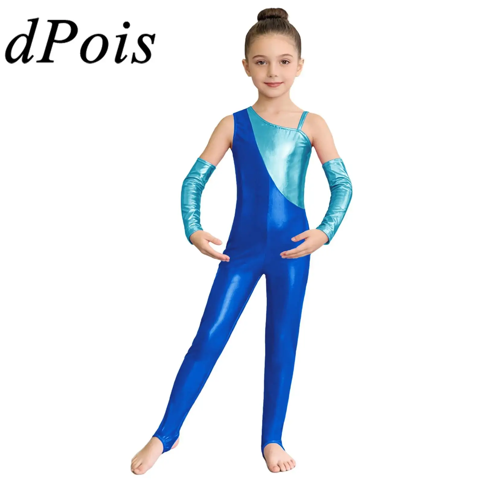 

Детский металлизированный костюм для балета и джаза для девочек, гимнастический комбинезон для подростков, детский сценический костюм для выступлений, цельный гимнастический купальник