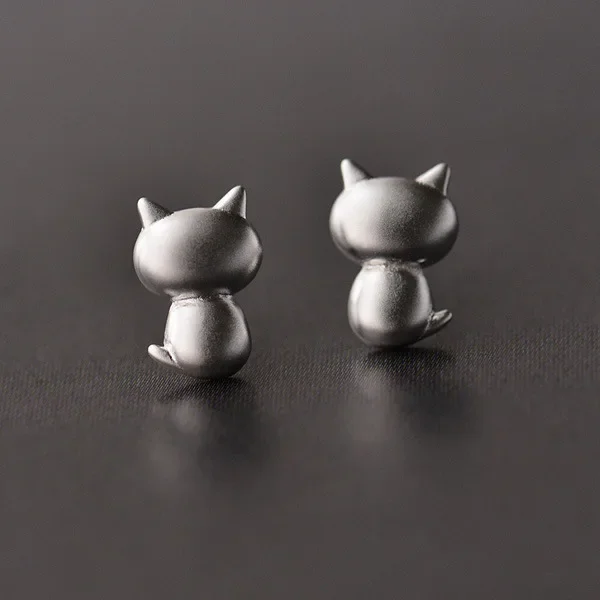 925 sterling silver Cat Stud Earrings for Women Elegant Wedding Jewelry pendientes mujer moda