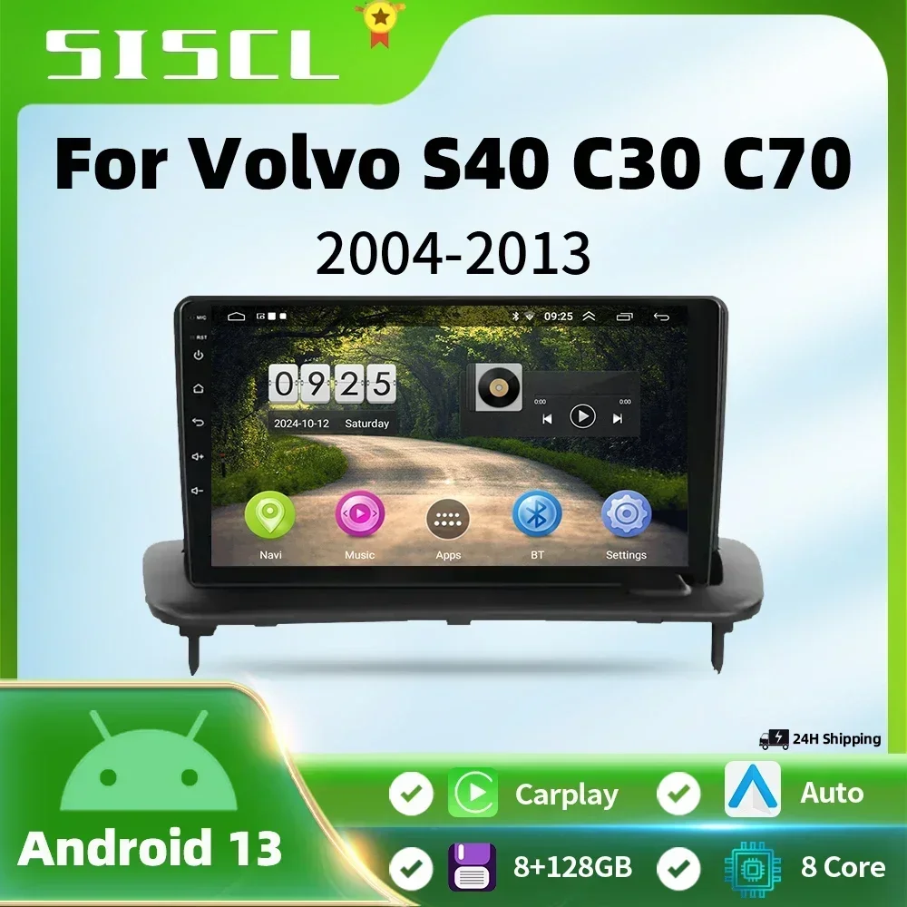 SISCL Android 13 For VOLVO C30 S40 V50 C70 2006 – 2012 Car Video Player Multimedia Radio Auto GPS Navigation Head car dvd 2din