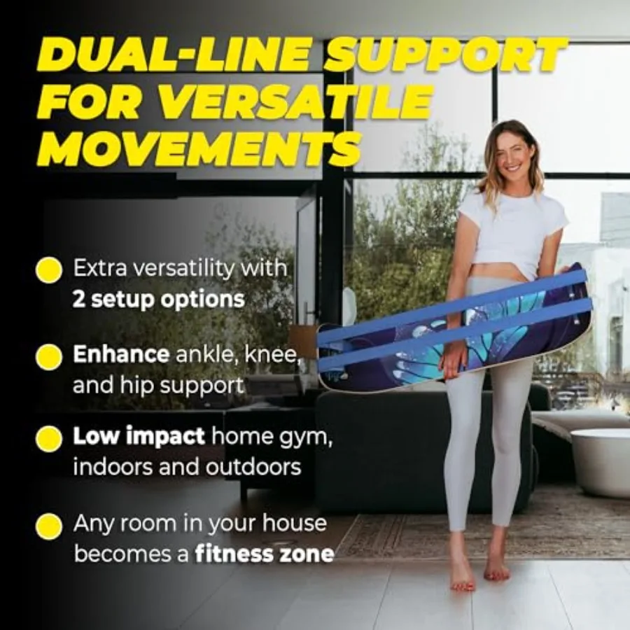 GIBBON SlackBoard Plus Stand 2in1 Slackline Balance Board للبالغين معدات تمارين الصالة الرياضية المنزلية للمكتب الدائم ممارسة اليوغا