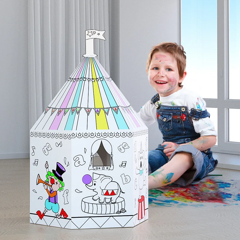 

Handmade DIY three-dimensional room, creative graffiti, assembling yurts, kindergarten, parent-child interaction, toys craft