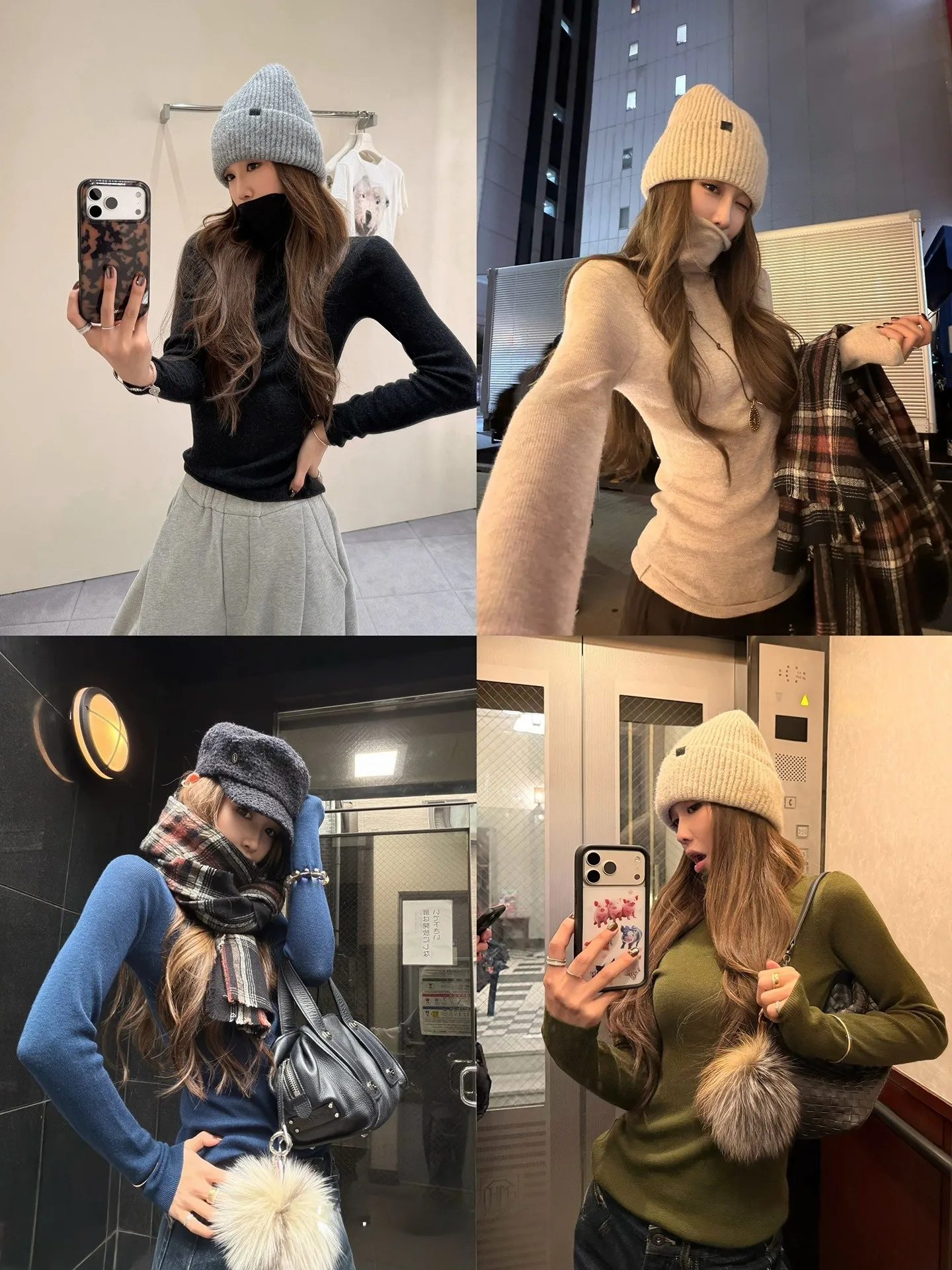 

Obliviate Women's Sl Woolen Ne High Collar Long Sve Base irt Commute Sle Autumn Winter Faion Pure Color