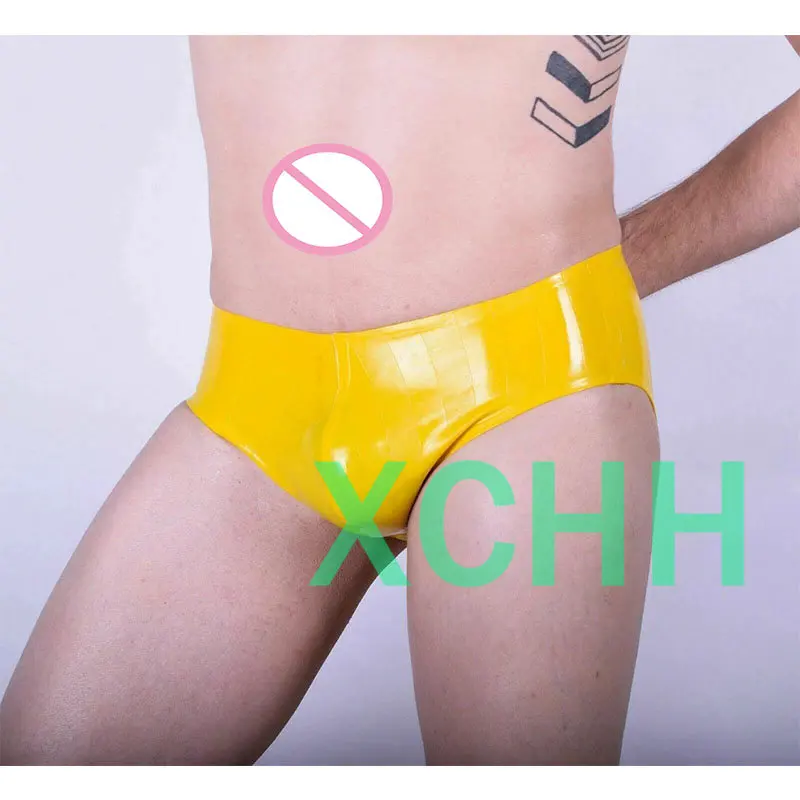 

Handmade Latex Panties Yellow Color Male Underwear Rubber Briefs Mens Fetish Underwear