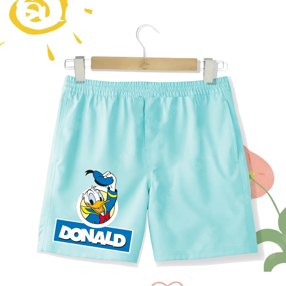 Printed Donald Duck Children's High Quality Beach Pants for Boys, Breathable and Comfortable Shorts for Girls, Quick Drying