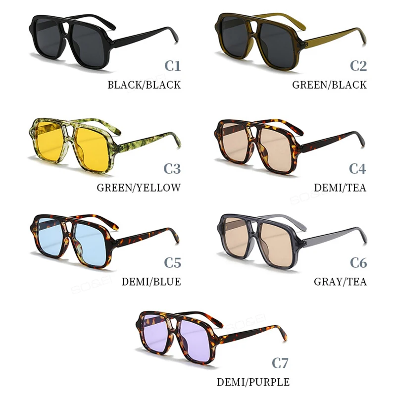 Popular Fashion Double Bridges Square Men Sunglasses Vintage Punk Blue Shades Women EyewearUV400 Men Trending Sun Glasses view 6