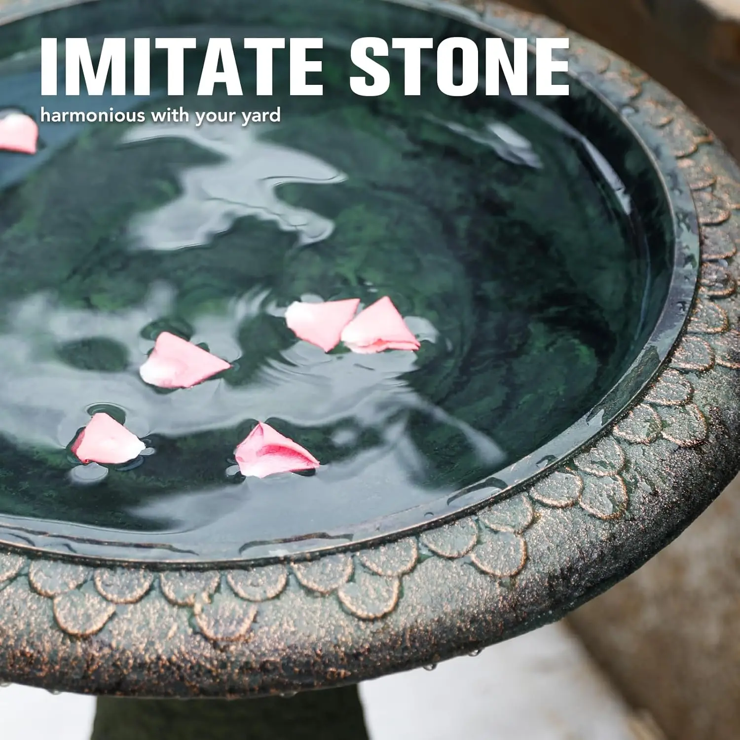 耐候性のある屋外用バードバス、滑り止めの水盤、庭や庭の装飾に最適な耐久性のある大理石調デザイン