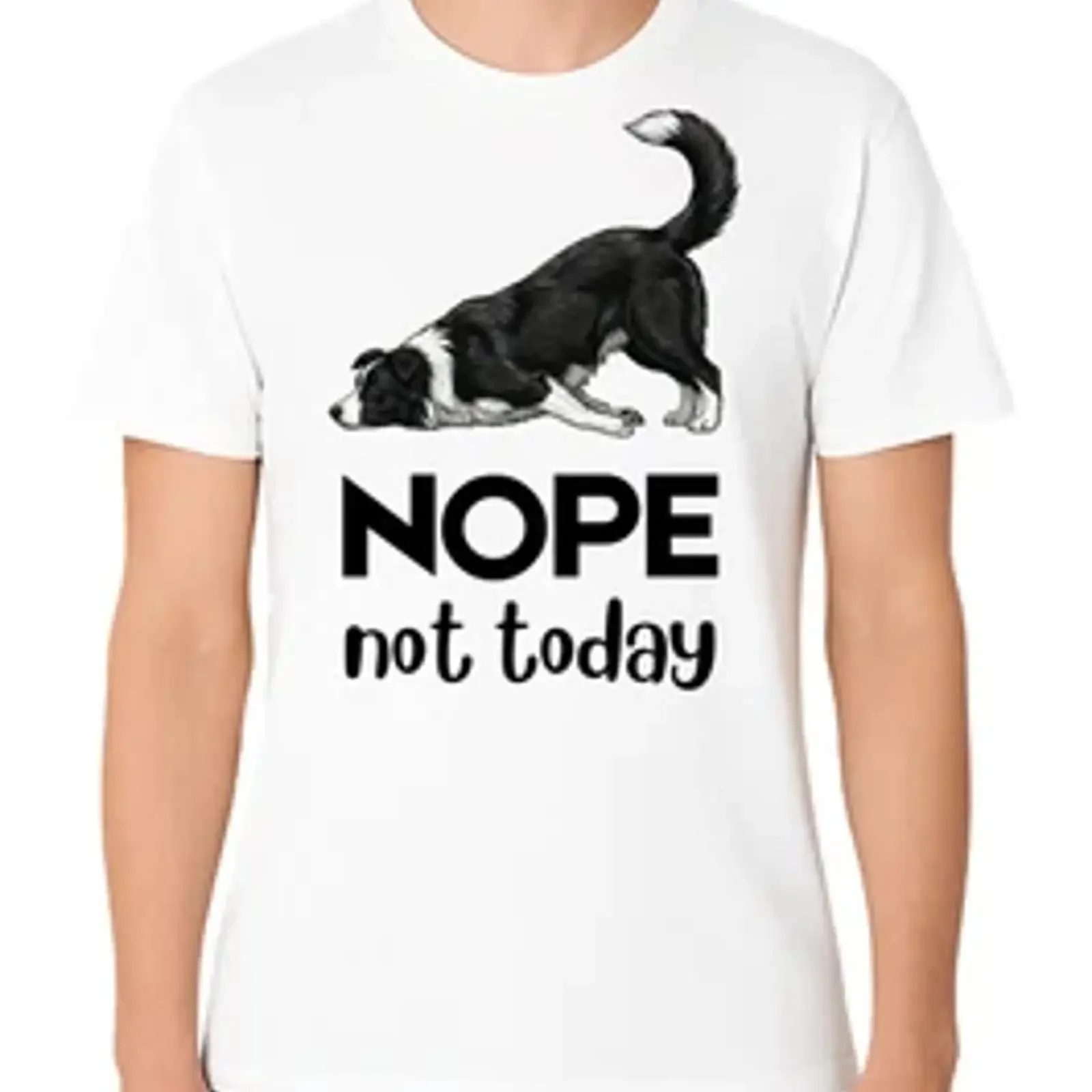 T Shirt Nope Not Today Border Collie funny dog unisex graphic vintage Washed streetwear Breathable Stretched homme Versatile