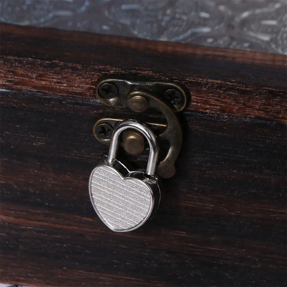 10pcs Vintage Plastic Mini Padlock with 2 Keys Romantic Heart Shape Padlock Cute Antique Style Diary Padlocks Travel