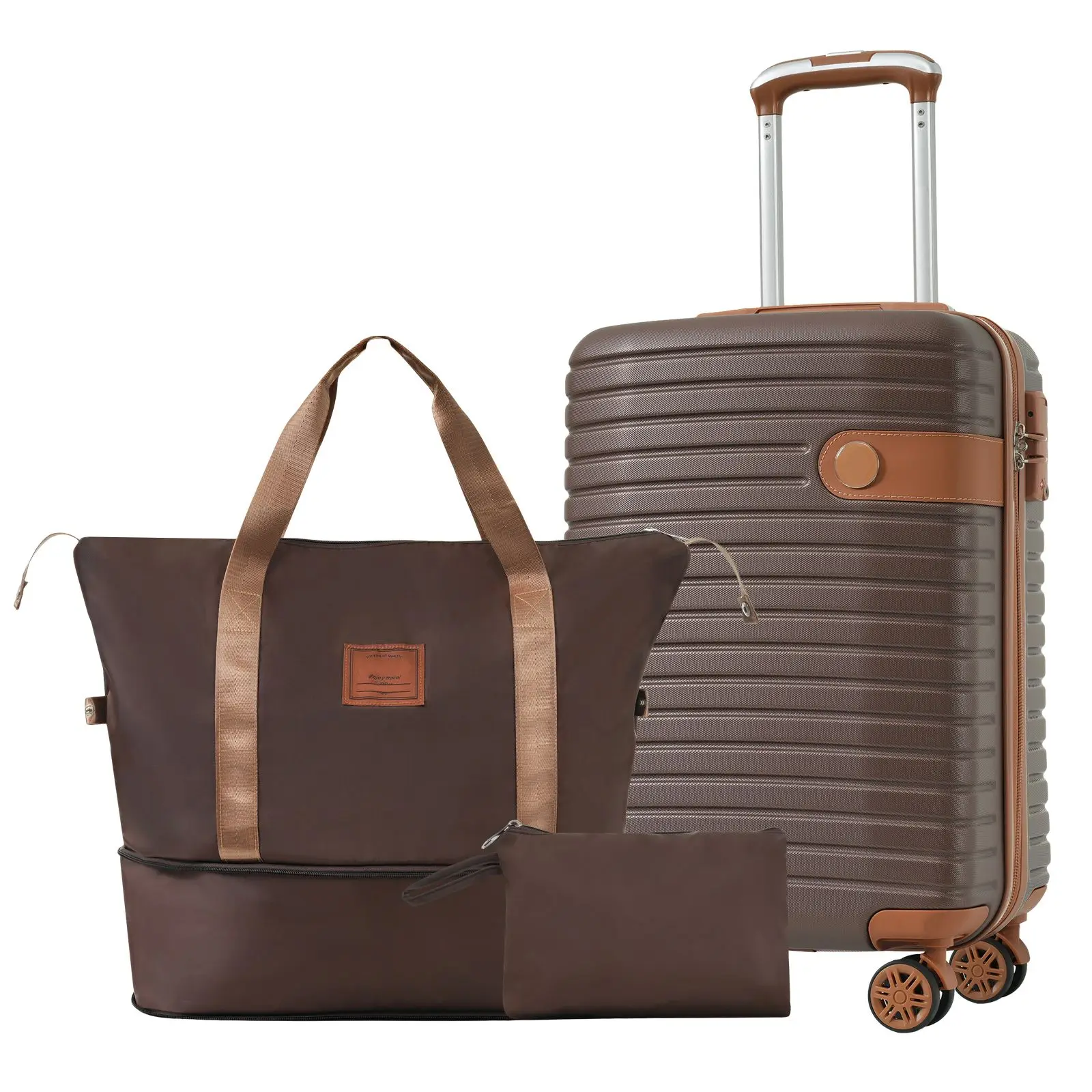

Luggage Sets 3 Piece Carry on Luggage 22x14x9 Airline Approved, Lightweight Hardshell ABS Suitcases with Wheels, 20 inch, Brown