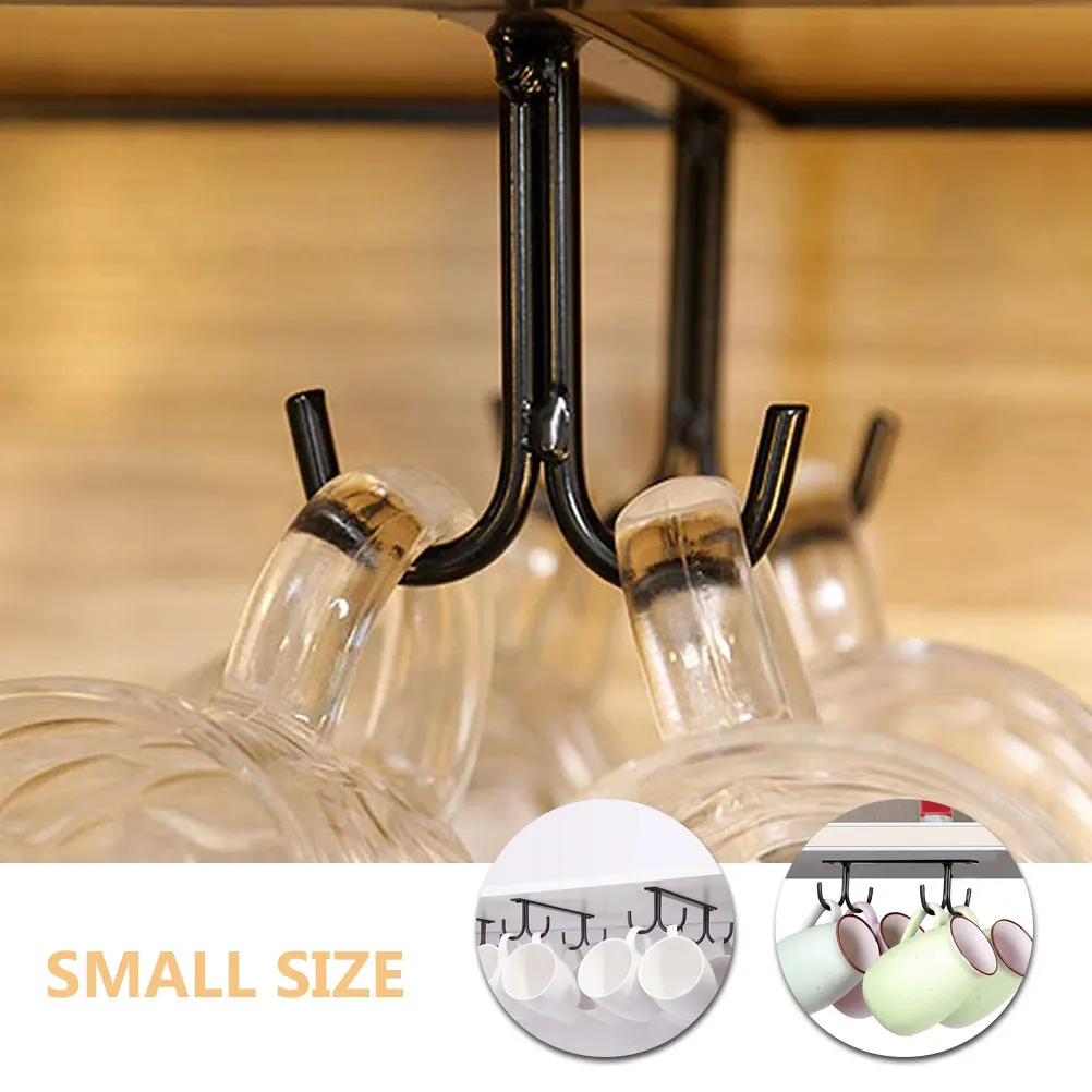 

3pcs Mug Rack Under Cabinet Coffee Cup Holder Hanging Hooks Kitchen Space-Saving Metal Cup Drying Hanger Household Organizer