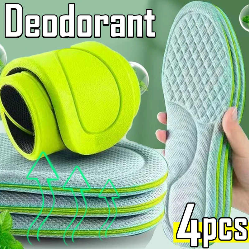 4PCS Soft Memory Foam Insoles for Shoes Men Women Deodorant Absorb-Sweat Massage Sport Insole Feet Orthopedic Shoe Sole Running