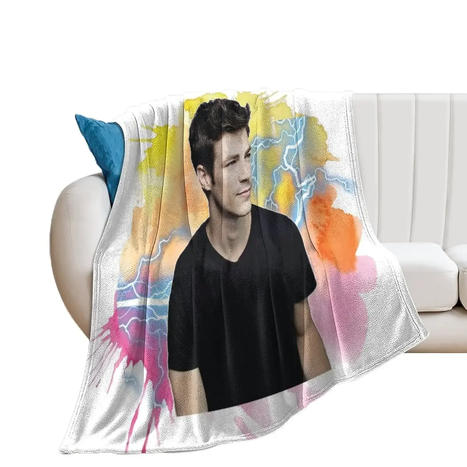 Grant Gustin Watercolour Throw Blanket Plaid for babies Soft Plaid christmas decoration Blankets