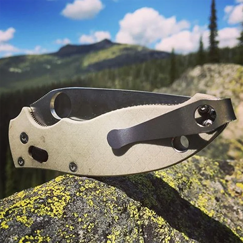 1 Set coltello pieghevole in lega di titanio Clip posteriore morsetto in vita tascabile per Spyderco Paramilitary 2 C81 Delica C11 C10 Para 3 Manix 2 G10