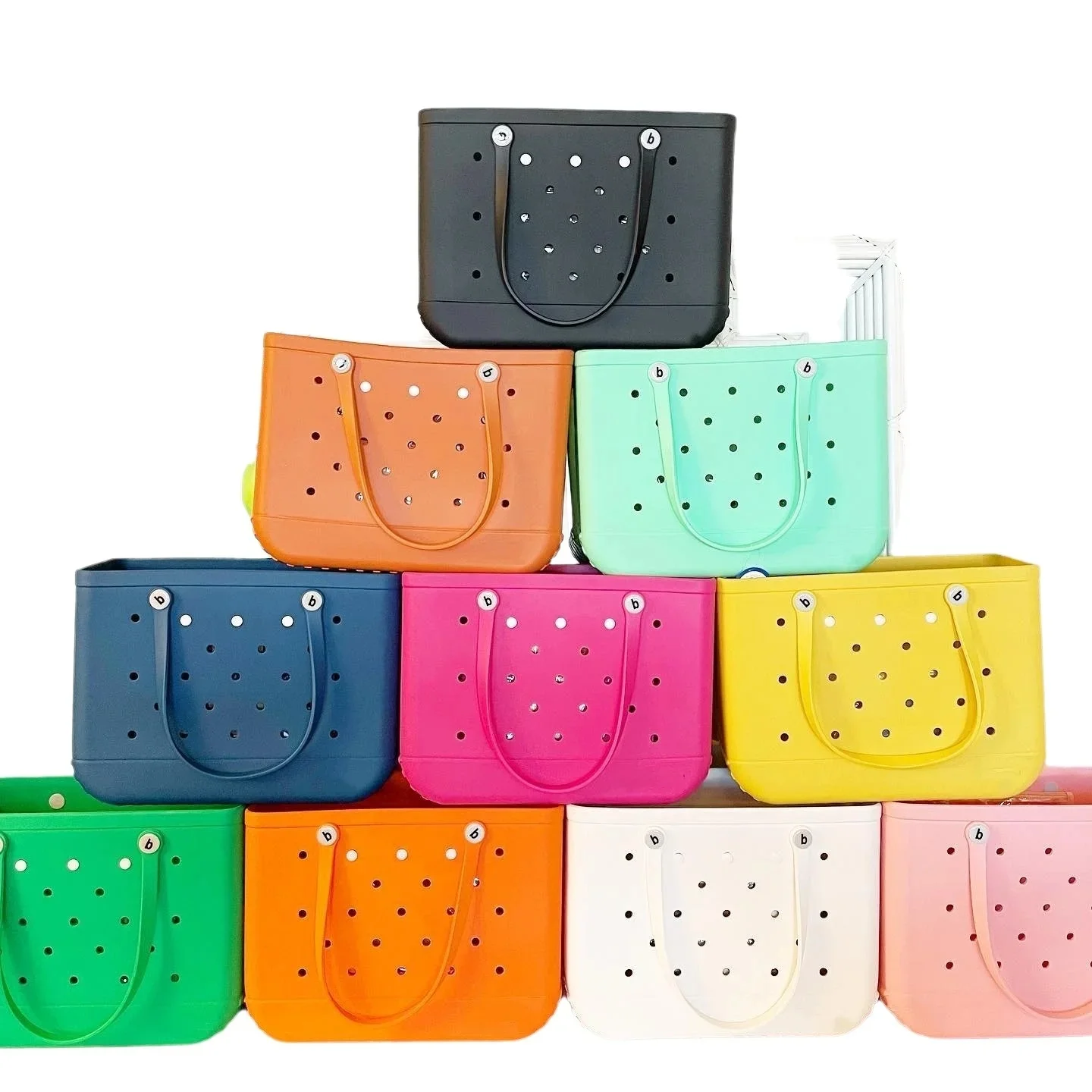 L/XL Beach Croc Bag Rubber EVA Waterproof Storage Basket Extra Large Women Shopping Shoulder Handbag Beach Jelly Sac Tote Bag