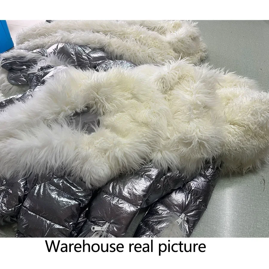 Maomaokong 2024 Women Winter Natural Real Fur Collar Thick White Duck Down Jacket Luxury Female Clothes Outerwear Puffer Coat