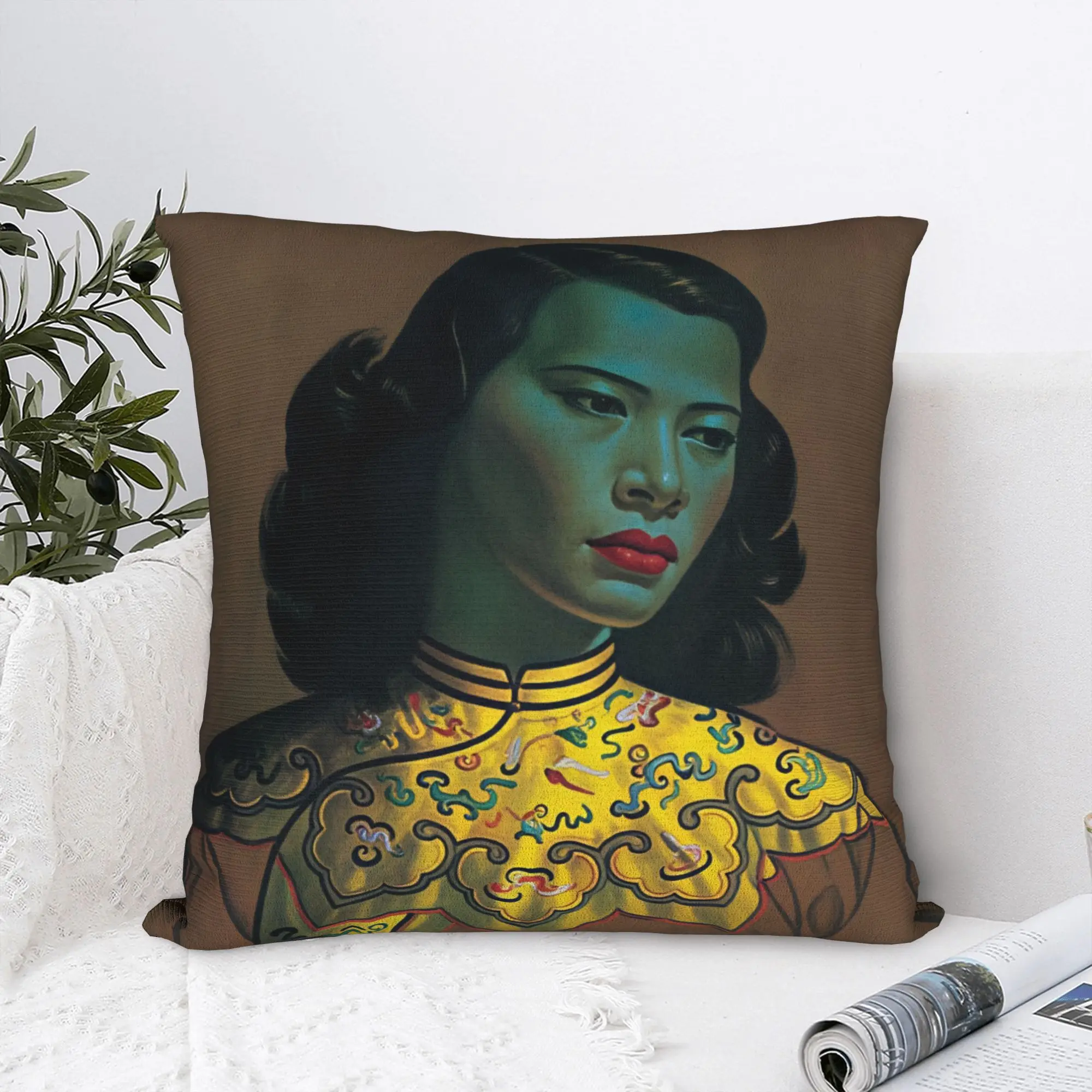 Pillow Cover Miss Wong Vladimir Tretchikoff  Vintage Pillow Case For Couch Sofa Bedroom Pillowcases