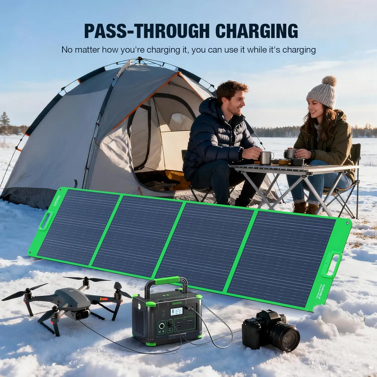 Portable Power Station 1000W (Peak 2000W) 999Wh Solar Generator with 110V Pure Sine Wave AC Outlet PD 60W USB-C Customized