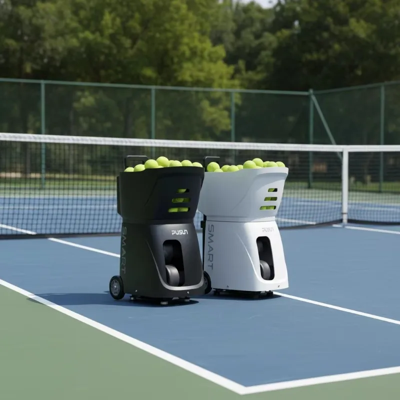 PUSUN PT SMART APP Controlled Tennis Padel Ball Launcher Portable Training Machine with 26 Meters Long Shooting Range