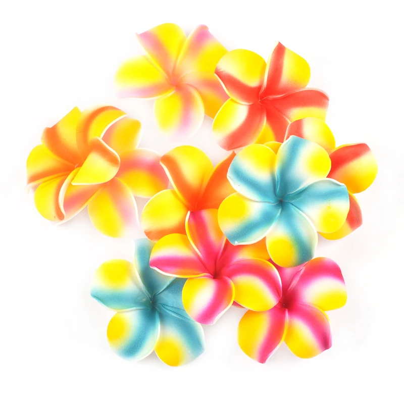 30pcs 7cm Plumeria Hawaiian Foam Frangipani Colorful Artificial Flower For Wedding Festival Party Decoration Home Decor c0312