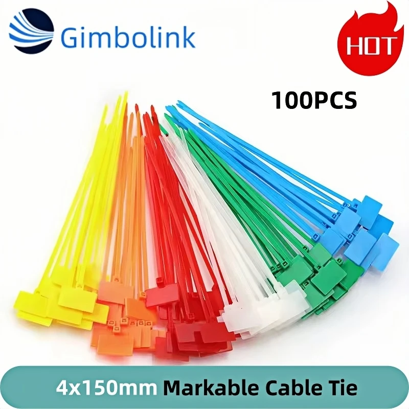 

Gimbo 100 шт. Easy Mark 4*150 мм нейлоновые кабельные стяжки бирки этикетки пластиковые стяжки-петли волоконно-оптические маркеры кабельная бирка самоблокирующиеся стяжки на молнии