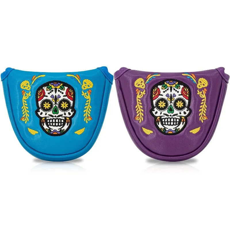 

1pc Skeleton and Comedy Mask Design Golf Pusher Head Cover PU Material, Golf Accessories, Available in Blue/Purple