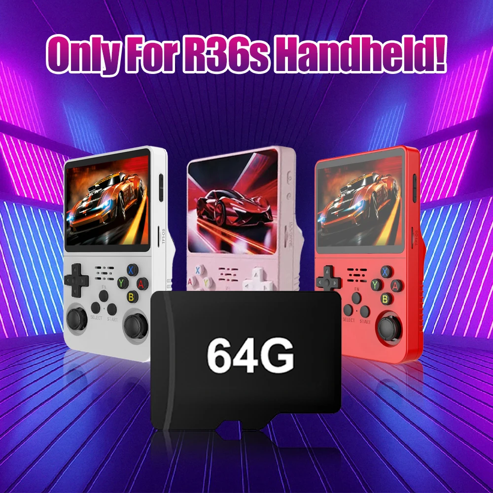 Karta TF 64G do konsol R36s, do N64/PSP/PS1/SS/NES/SNES/NDS/DC, wbudowana karta pamięci z 18494 grami, Plug&Play — zdjęcie produktu 5